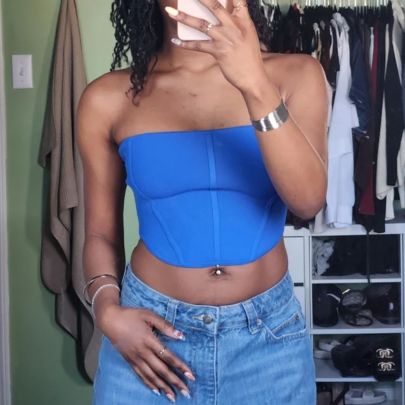 Blue Strapless Corset Top - Picture 2 of 2